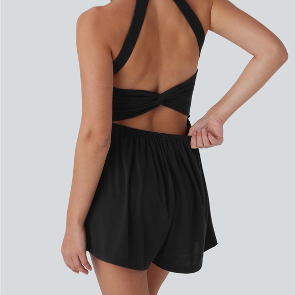 HALARA Black Sleeveless Jumpsuit with Flared Shorts - Picture 4 of 7